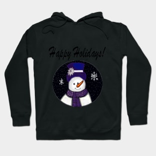 Blue Snowman Happy Holidays Hoodie